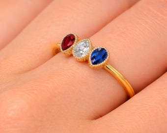 Ring Amerikaanse vlag, patriottische ring VS, cadeau 4 juli, Memorial Day-sieraden, cadeau 250-jarig jubileum