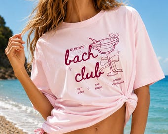 Chemises confort EVJF personnalisées, T-shirt club Bach personnalisé, Vêtements de vacances pour demoiselle d'honneur, Chemise EVJF cocktail Cherry Margarita