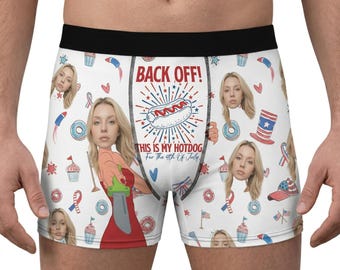 Personalized Face Boxer Briefs, Patriotic USA Underwear for Husband