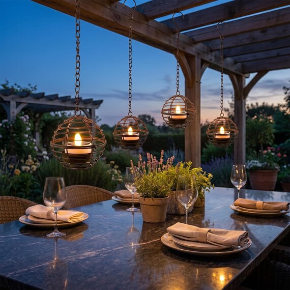 Solar Hanging Lantern Set, Outdoor Garden Lights, Waterproof Lantern, Warm Patio Decor, Pergola Lighting, Yard Lights, Outdoor Light Decor