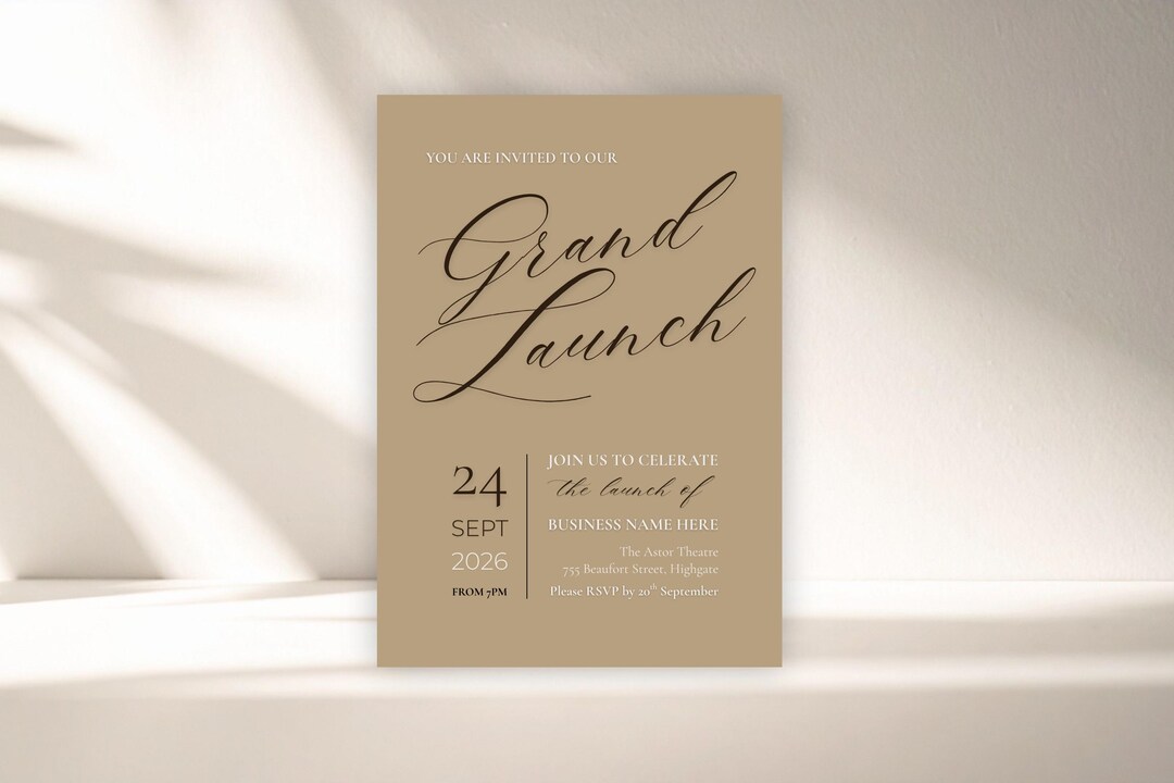 Launch Invitation Template Canva | Minimalist Event Invite | Wedding ...