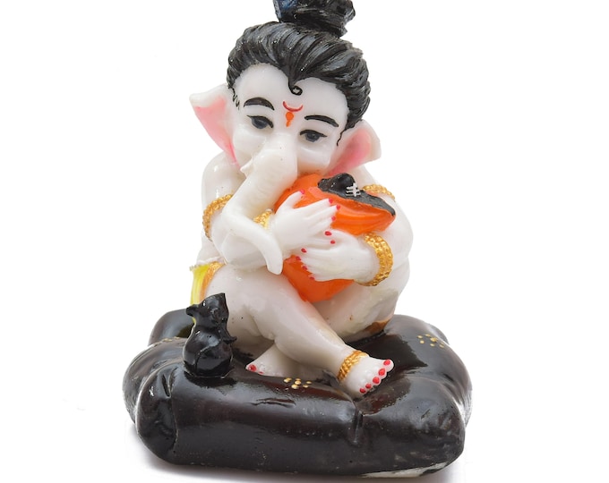 Baby Ganesha Idol, Vibrant Resin Statue, Hindu Temple Decor, Meditation Space, Housewarming Gift