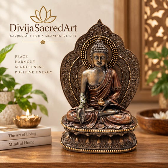 Premium Resin Buddha Statue, Bronze Finish Buddha Sculpture, Heavy Meditation Decor, Spiritual Home Decor, Zen Gift, Buddhist Altar Statue