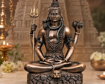 Meditierender Lord Shiva Statue | Handgefertigte Hindu Gott Skulptur für spirituelle Dekoration