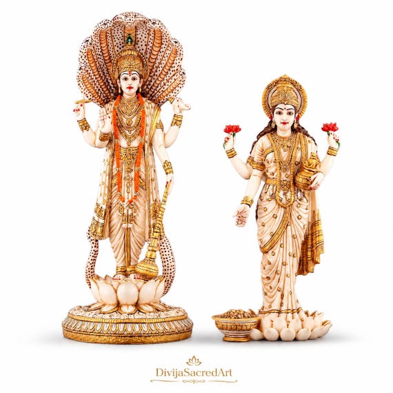 Lakshmi Narayan Statue Set | Vishnu Lakshmi Idols for Wealth, Prosperity, Protection