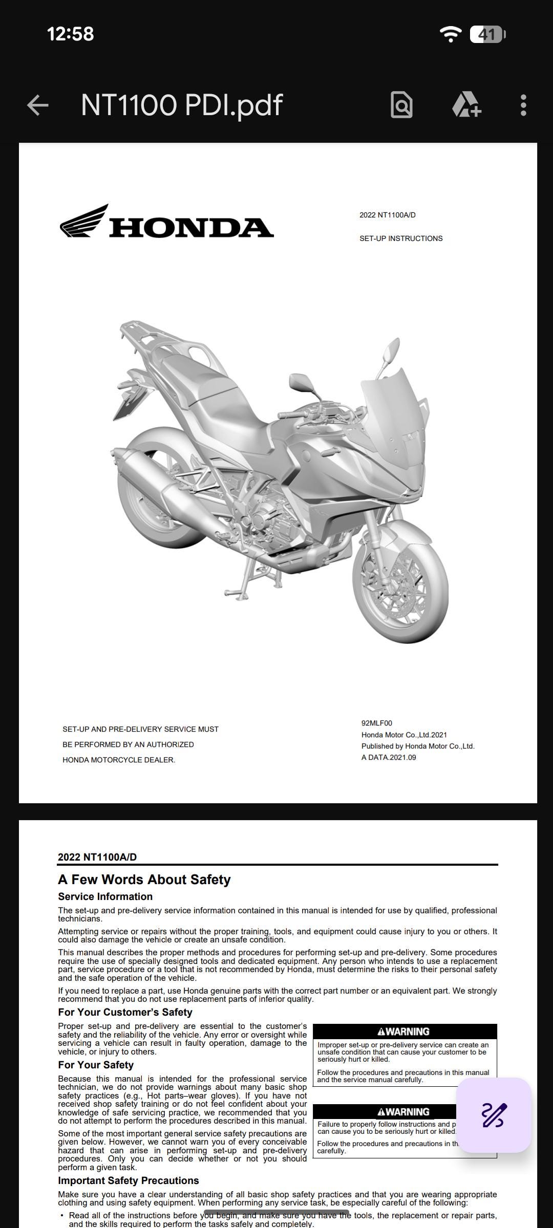Honda NT1100 Service Manual PDF | Workshop Repair Guide