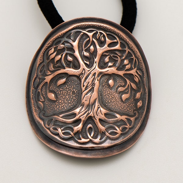 Tree of Life Ponytail Holder in Copper | Metal Hair Tie for Men and Women