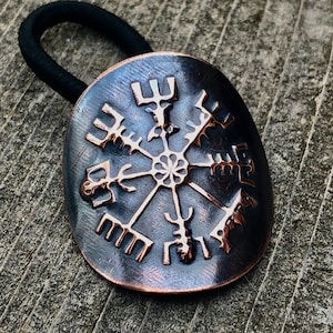 Metal Celtic Norse Compass Ponytail Holder in Copper Copper Ponytail Holder Elastic Band image 5