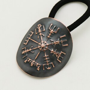 Metal Celtic Norse Compass Ponytail Holder in Copper Copper Ponytail Holder Elastic Band image 2