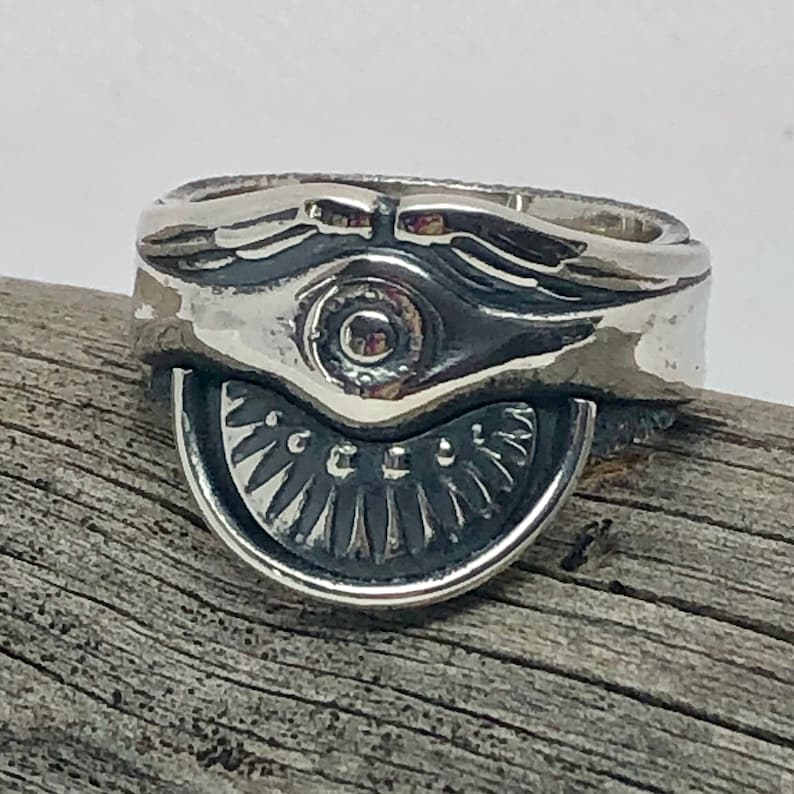 Pilot's Propeller Ring in Silver Aviator Ring Etsy