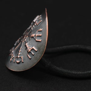 Metal Celtic Norse Compass Ponytail Holder in Copper Copper Ponytail Holder Elastic Band image 8