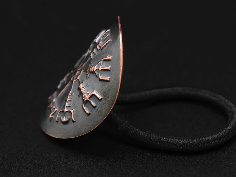 Metal Celtic Norse Compass Ponytail Holder in Copper Copper Ponytail Holder Elastic Band image 8