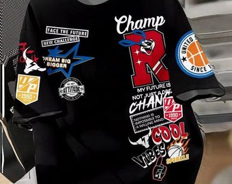 Men's Graffiti Print T-Shirt: Breathable Polyester Casual Top