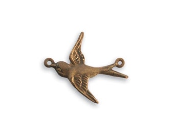 Vintaj 19x17mm Flying West Bird - Natural Brass