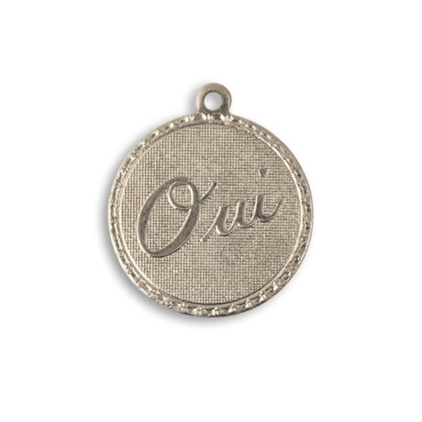 Vintaj 19mm Oui Token - Artisan Pewter - SALE