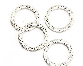 Antique Silver Hammered Ring - 25mm