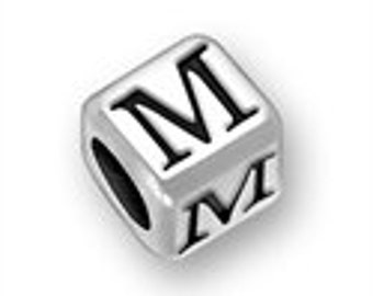 Sterling 4.5mm Rounded Alphabet Bead - Letter M