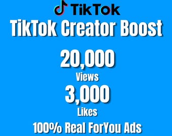 TikTok Views & TikTok Likes | 20,000 TikTok Views + 3,000 Likes | Viral Groth Service ( Digital Product )