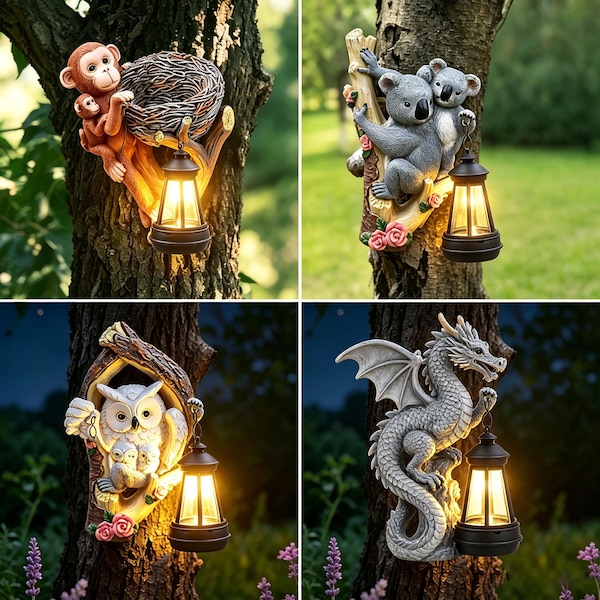Lanterna sospesa solare esterna a forma animale, impermeabile. Luci decor adatte giardini esterni, terrazze cortili, opere d’arte cortile