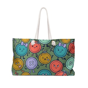 Weekender Bag | Playful Smiling Buttons Sewing Pattern Tote