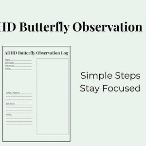 ADHD Butterfly Observation Log Printable PDF | Calm Nature Journal for Kids | Insect Study Worksheet | Green Planner | GoodNotes