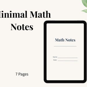 Minimal Math Notes Template | Clean Study Notes Printable (PDF Download)