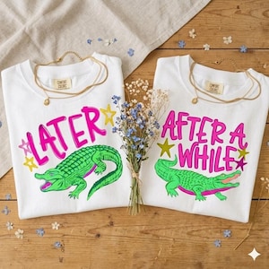 Más tarde, caimán, después de un rato, cocodrilo PNG, diseño de camiseta gráfica con frase divertida, linda camiseta de caimán PNG, descarga de sublimación femenina de moda