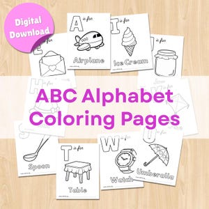 26 Alphabet Coloring page, Printable Coloring Page Object, Preschool Activities, Baby Shower Party