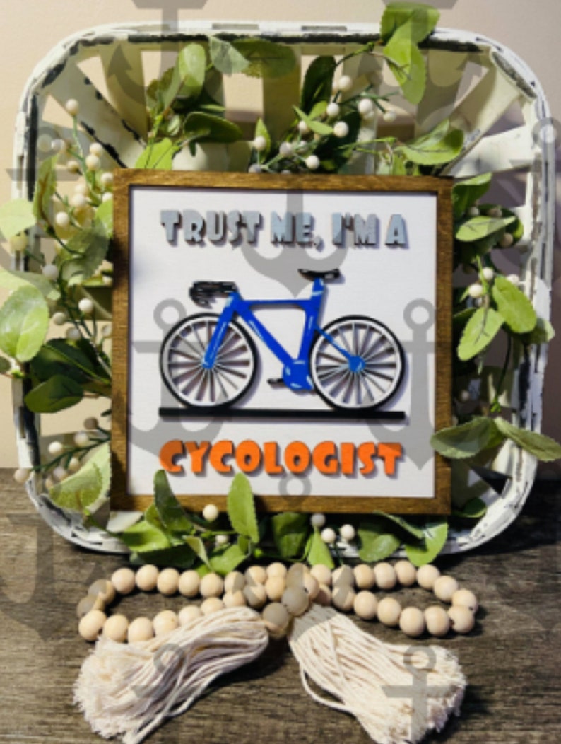 Cycologist SVG Laser Cut File Cuttable Design Bike bicycle biker Glowforge Cricut Silhouette Digital File 3D Sign Modern Decor