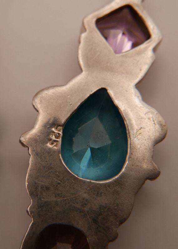 Vintage pretty artisan sterling silver earrings w… - image 9