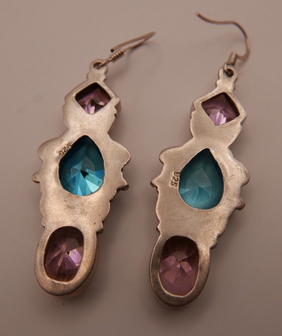 Vintage pretty artisan sterling silver earrings w… - image 8