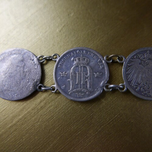 Unique vintage bracelet shops created from antique German and Swedish coins