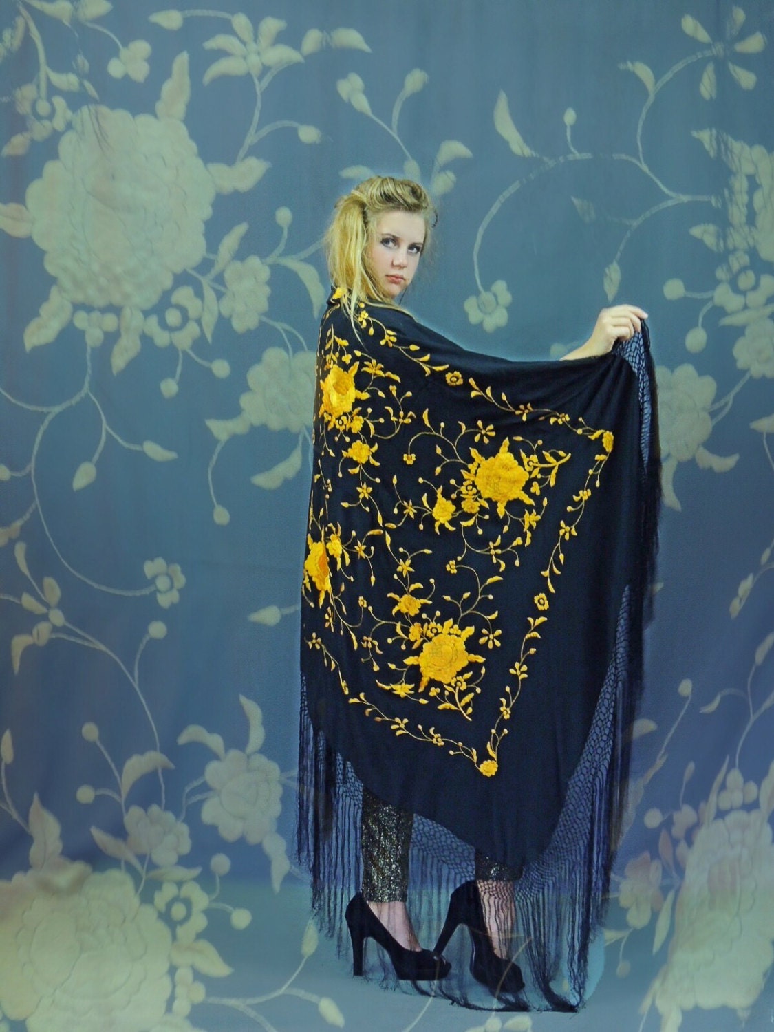 embroidered piano shawl