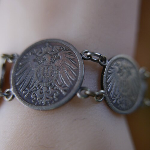 Unique vintage bracelet shops created from antique German and Swedish coins
