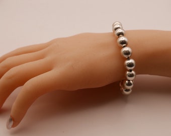 Vintage Sterling Silver Bead Bracelet, Lightweight Design