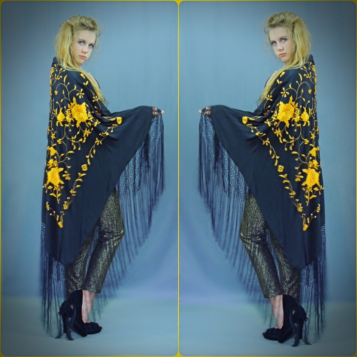 embroidered piano shawl