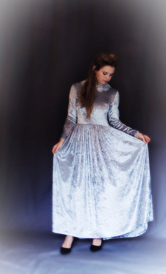silver crushed velvet dress