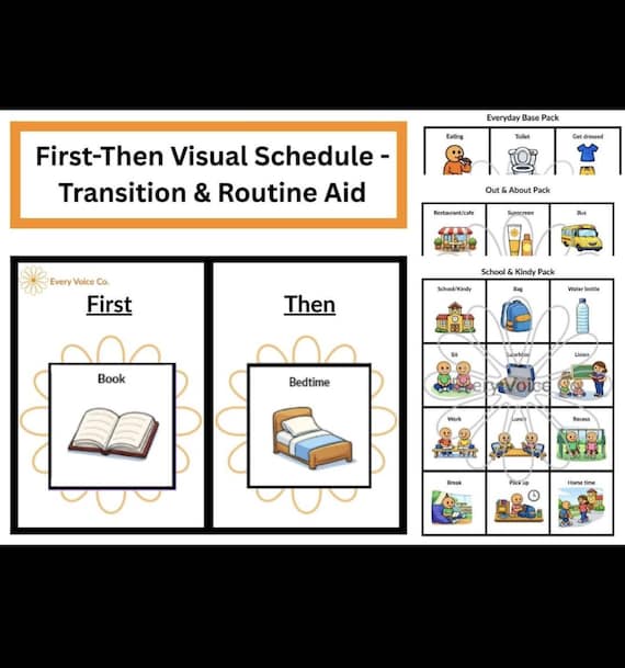 First-Then Visual Schedule – Autism, ADHD Routine Chart - AAC Communication tool