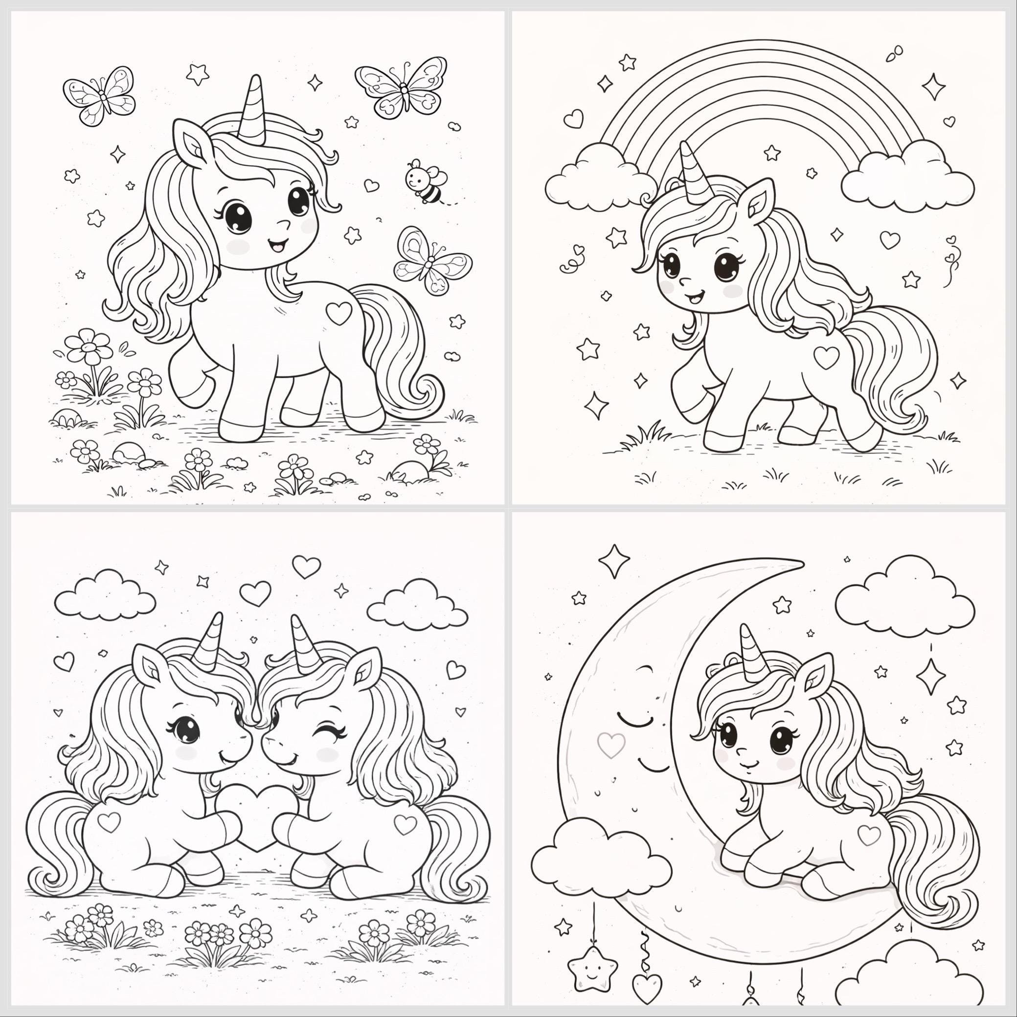 10 Unicorn Coloring Pages for Kids PDF | A4 Printable Coloring Pages ...