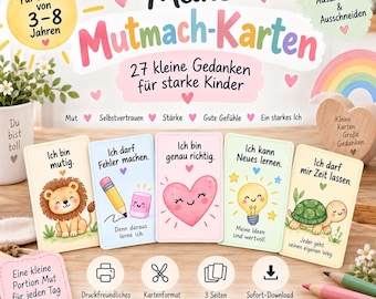 Aanmoedigingskaartjes voor kinderen (PDF) | 27 printbare affirmatiekaartjes | Zelfvertrouwen en emoties | Leeftijd 3-8