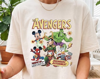 Disney Avengers Mickey and Friends Comic Poster Marvel T-Shirt, Marvel Avengers Superhero Shirt, Mickey Avengers Family Vacation Tee