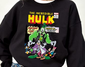 Mickey Mouse And Friends The Incredible Hulk Comic Sweat, The Incredible Goofy Hulk Sweatshirt, Avenger Comic Fan Hoodie