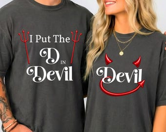 Comfort Colors Devil Couple Shirts, I Put the D in Devil Matching Tees