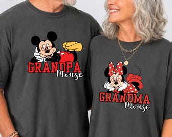 Disney Grandpa and Grandma Shirts, Mickey and Minnie Matching Couple Tees, Grandparents Vacation Tops