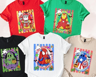 Superhero Halloween Shirt, Cute Spooky Costume Tee, Comic Ghost Pumpkin Fall Shirt, Trick or Treat Kids Halloween Outfit