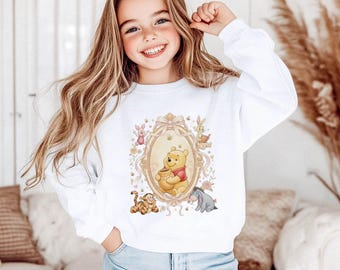 Disney Coquette Bow Winnie the Pooh & Friends Sweatshirt, Retro Watercolor Pooh Bear Piglet Eeyore Hoodie, Disney World Girls Trip Sweat