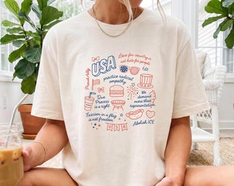 USA 250th Anniversary Shirt, Kids Doodle Patriotic USA Tee