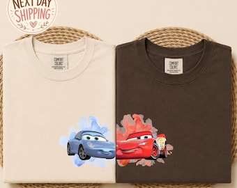 Sally and McQueen Matching Couple Shirts, Personalized Cars Comfort Colors Tees, Custom Date Tees