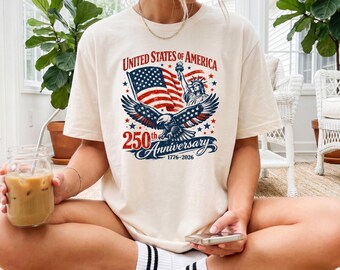USA 250 Years Anniversary Shirt, Retro American Flag Patriotic Shirt, Usa Flag Tee 4th of July Shirt,  Independence Day Tee