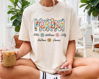 Personalized Mama Floral Shirt With Kids Names, Floral Mama Shirt, Mothers Day Gift Shirt For Mom, Grandma Mama Mimi Gigi Nana Mom Shirt